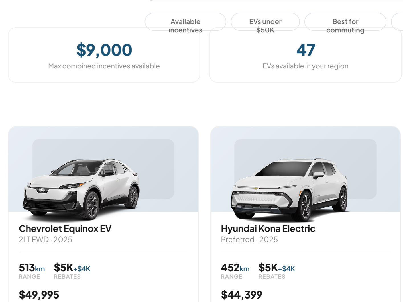 Government EV landing experience