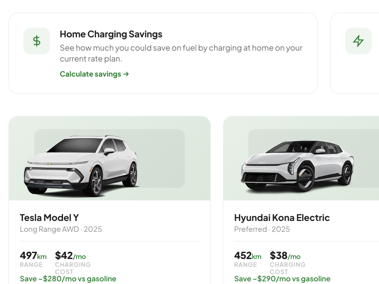 Utility EV landing experience
